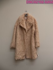 Topshop Long Women's Beige Faux Fur Coat Size 10
