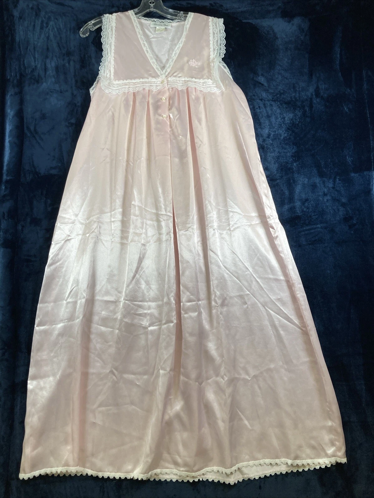 Camicia da notte donna Christian Dior blush in pizzo bordo in pizzo taglia S