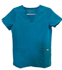 FIGS Women Scrub Top XS Teal FW1100 Casma Logo Short Sleeve