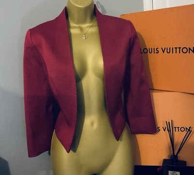 Pristine Phase Eight New Burgundy Edge -Edge Texture Cropped Jacket Stunning 10