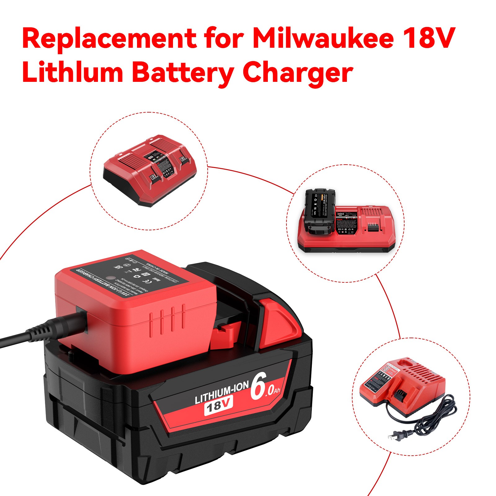 For Milwaukee For M18 12.0Ah Extended 48-11-1880 18V Lithium Battery /Charger