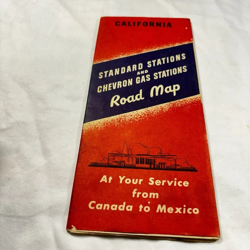 vintage California Road Map Standard Stations And Chevron Gas Stations