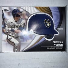 Christian Yelich, 2022 Topps Commemorative Batting Helmet #BH-CY, Mil. Brewers.