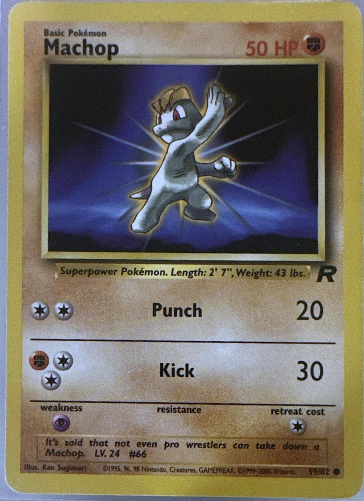 Machop 59/82 Common Team Rocket Pokemon Unlimited Moderately Played