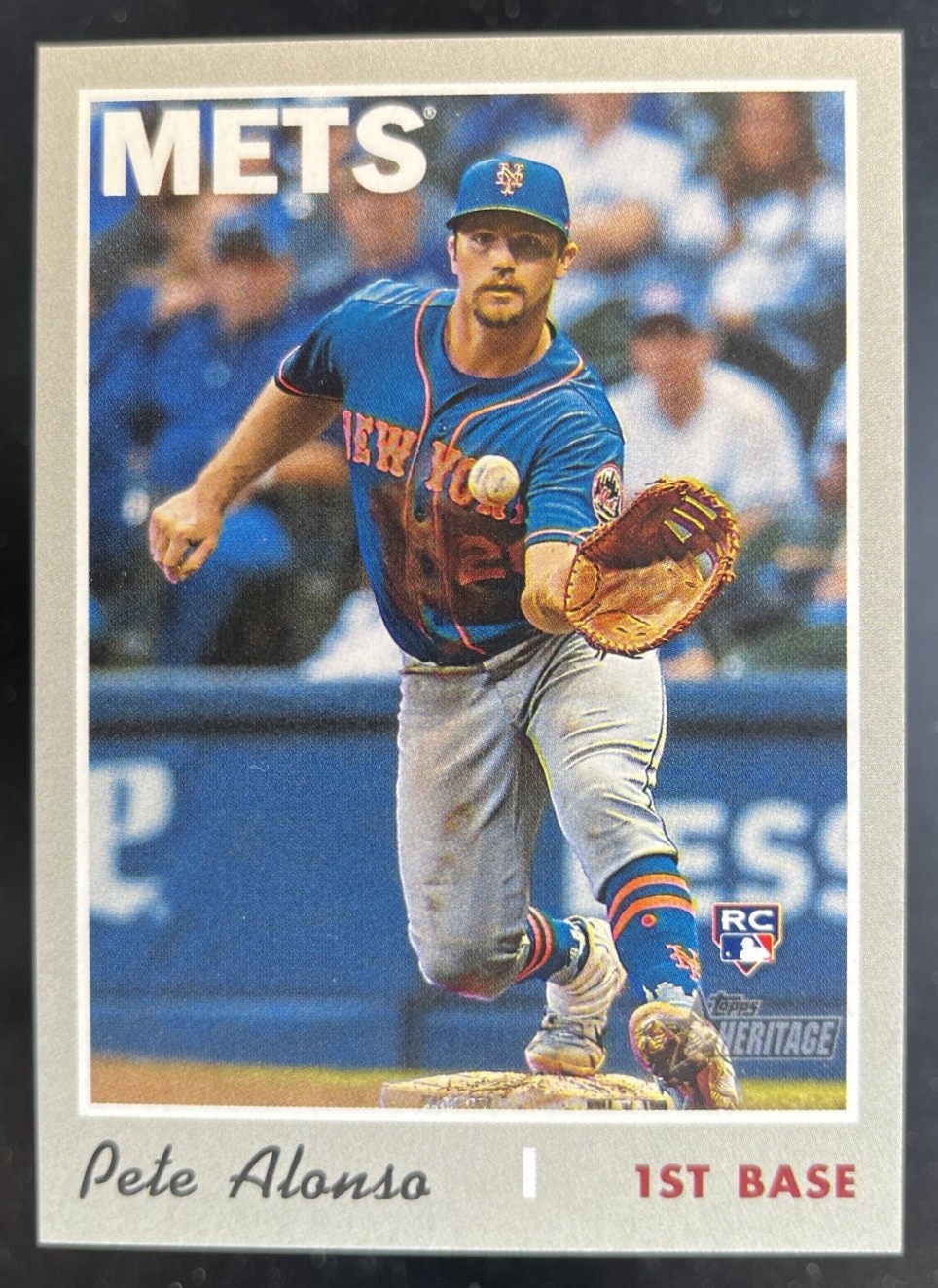 2019 Topps Heritage Pete Alonso RC SP Short Print Action Variation Mets #519b
