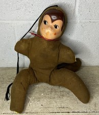Vintage Stuffed Animal Monkey Toy Plastic Celluloid Face Painted 14 Cheeky
