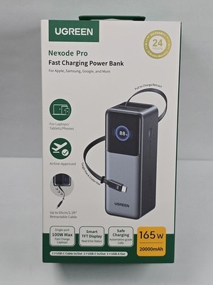 UGREEN Nexode Pro 20000mAh 165W Power Bank Fast Charger Built-In Retractable USB