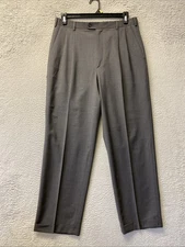 Zanella Bennett Pleated 100% Wool Gray Grey Dress Pants Size 34X32 /156-22