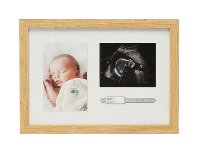 Bracelet ID Photo and Sonogram Frame, Pregnancy Keepsake Frame, Wooden Newbor...