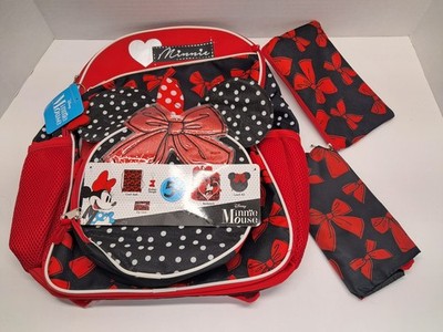 Disney Minnie Mouse 5 Pc Backpack Set Brand New