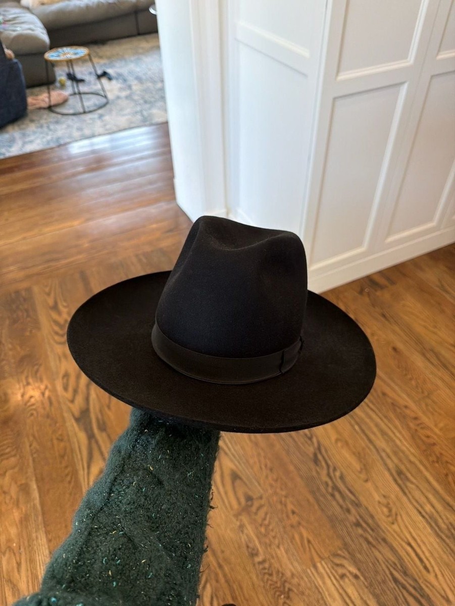 帽子 70s 80s Borsalino Long Brim Hat Black Borsalino Black Wide Brim Felt Fedora Hat Made in Italy 3.5” rim w