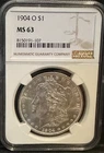 1904-O Morgan Silver Dollar NGC MS63 S$1 NEW ORLEANS Minted No Reserve