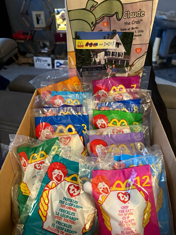 McDonald’s Ty Teenie Beanies Happy Meal Lot Sealed w/ Claude Crab Card 1998