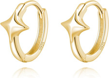 925 Sterling Silver Star Huggie Earrings for Women Teens Star Hoop Earrings Hypo