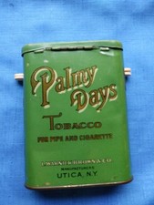 *RARE VINTAGE { PALMY DAYS } *1910 TOBACCO POCKET TIN 2OZ. (empty)!