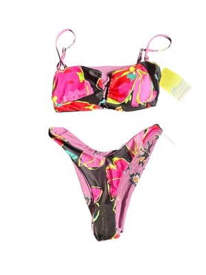 MAAJI High Cut Cheeky Reversible Bandeau Removable Straps Bikini Swimsuit Set