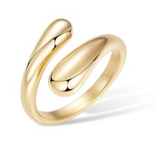 Non Tarnish Gold Rings for Women, Waterproof Chunky Stainless 7,