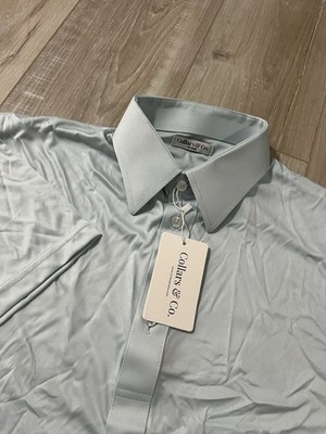 Collars and Co  Polo Solid Baby Blue Size M  Performance Stretch