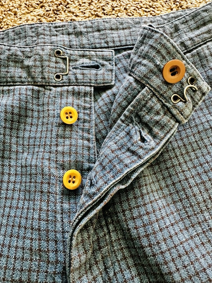 visvim Sky Blue Check Mens Shorts Button Fly Size S(1) Made In Japan - Image 4 of 4