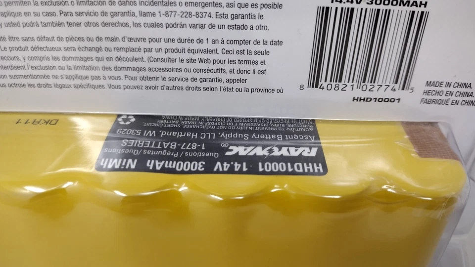 Cordless Vacuum Battery Rayovac HHD10007 14.4V 3000mAh *NEW - Image 2 of 4
