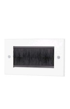 Double width cable entry/exit faceplate white with black brush 2 Gang