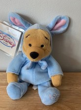 Disney Store 1999 Winnie The Pooh Bear Mini Bean Bag 8" Easter Bunny Plush NWT