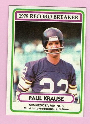 Paul Krause [Record Breaker] #4 1980 Topps card