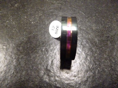 He. Männer Finger Ring schwarz , eloxierter Mittelstreifen Gr. 12 Neu , Geschenk