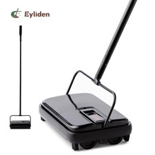 Manual Carpet Sweeper Corner Brushes Reach Low Underneath Tables and Chairs