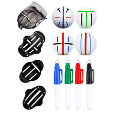 8PC Golf Ball Marker Kit Stencil Alignment Tool w 4 Pens Accessories