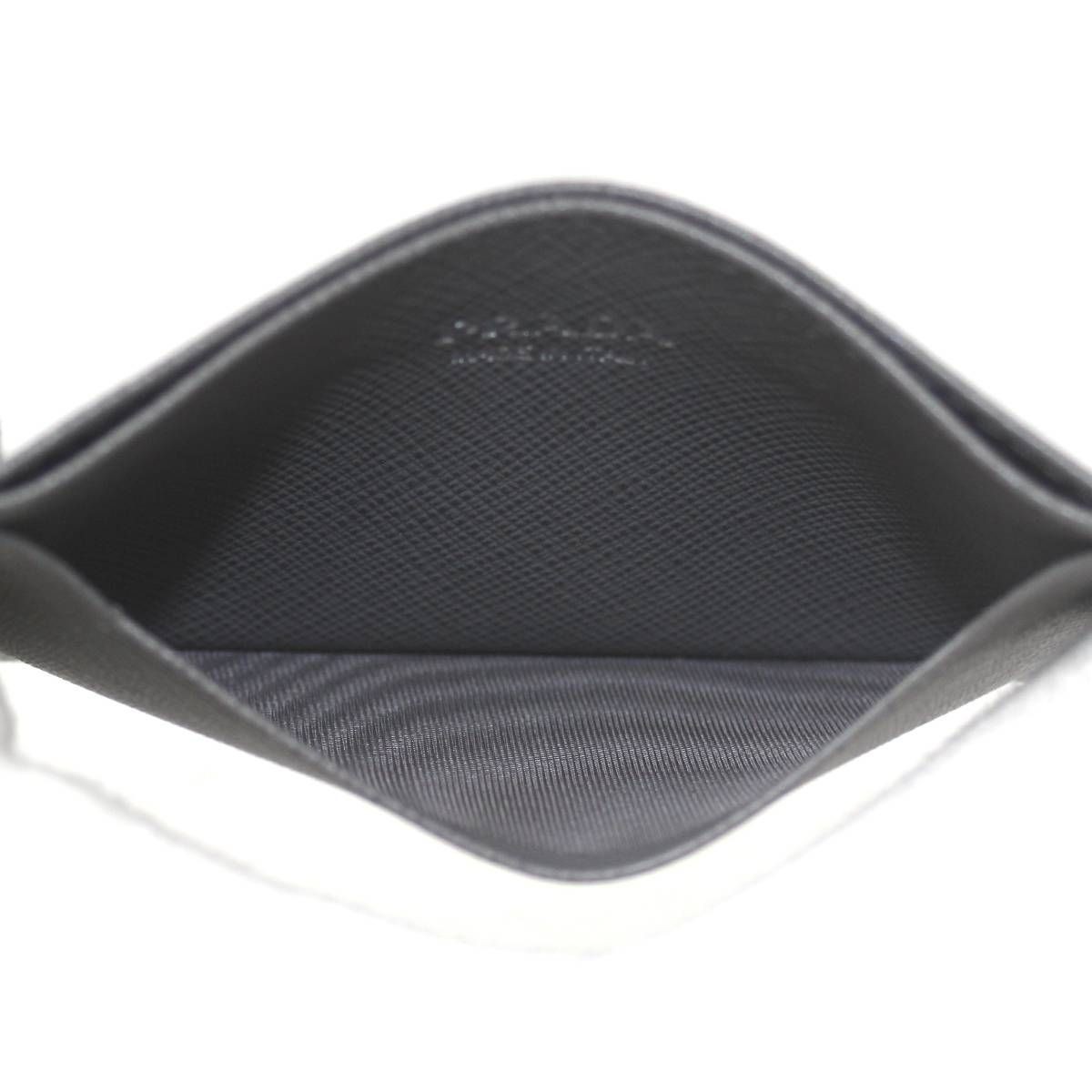 Prada Gray Leather Business Card Holder Open Pocket Unisex thumbnail 8