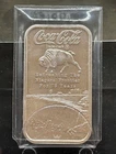 Coca Cola 1 oz Silver Bar 1975 75th Anniversary Buffalo ~ World Wide Mint