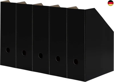 LANDRÉ Stehsammler A4, aus stabilem Karton, 10,5 cm breit, schwarz, 5 Stück