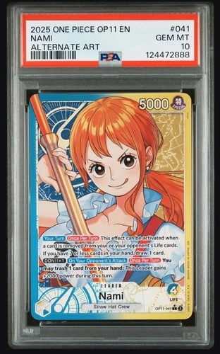 2025 ONE PIECE OP11-A FIST OF DIVINE SPEED ALTERNATE ART #041 NAMI PSA 10