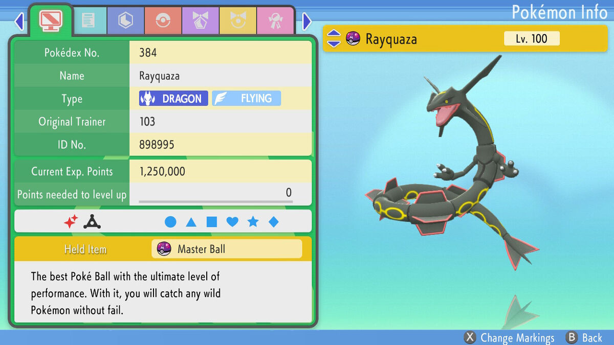 ✨ Shiny ✨ 6IV Legendary Rayquaza holding Master Ball Pokemon