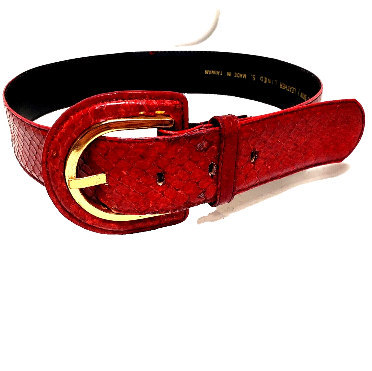 Red Snake Print Embossed Genuine Leather Women\'s Thin Belt-SIZE Medium 34-36 Snakeskin Red Belts for Women for sale | eBay main image 2