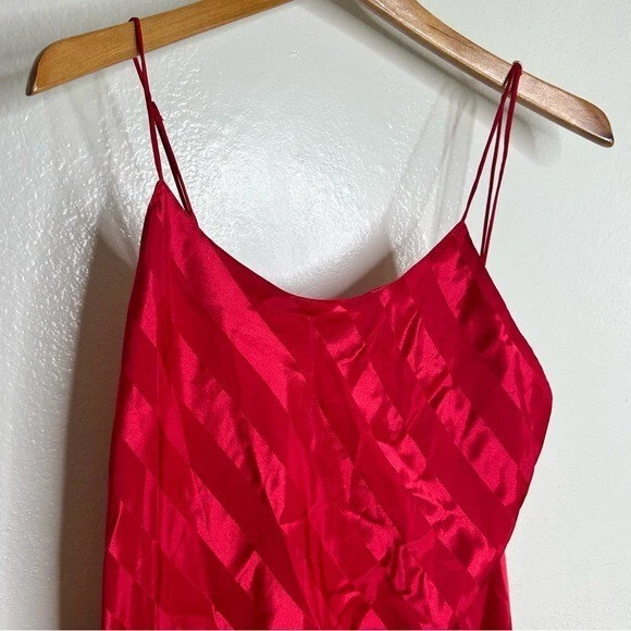 UNDERCOVER Camicia da notte Victoria's Secret vintage rossa a righe maxi spacco nuova con etichetta taglia M