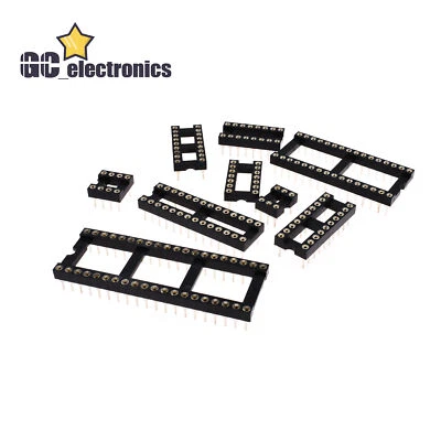 GCSUPERMARKET Round Hole 6/8/14/16/18/20/28/32/40pin Pitch 2.54mm DIP IC Sockets Adaptor
