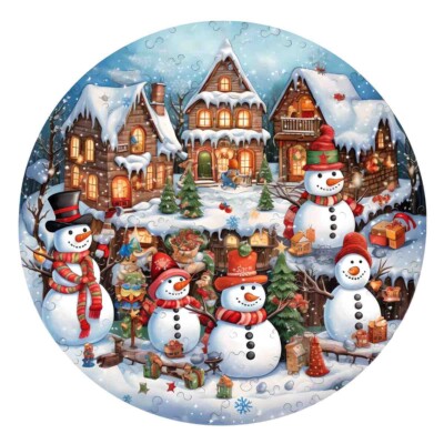 Snowman - Wooden Jigsaw Puzzle with Whimsy pieces by CraftHub
