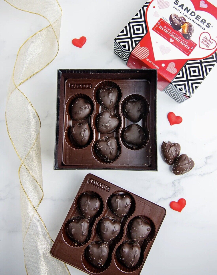 Sanders Milk Chocolate Sea Salt Caramel HEARTS Gift Box FREE SHIPPING