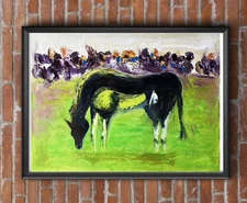 ORIGINAL Oil Painting Horse ORIGINAL Art Animal POP Art Textured Dragon Japan