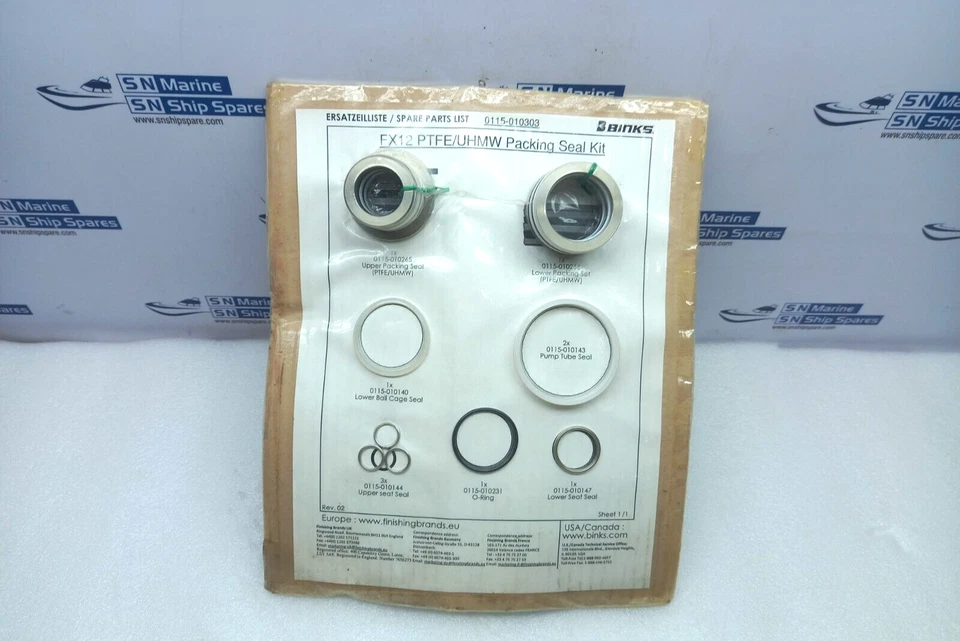 Binks 0115-010303 FX12 PTFE/UHMW Packing Seal Kit - Image 2 of 4