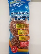 Copper, Scourers for Pots Pans Grills Stoves Ovens 3 Pads Heavy Duty