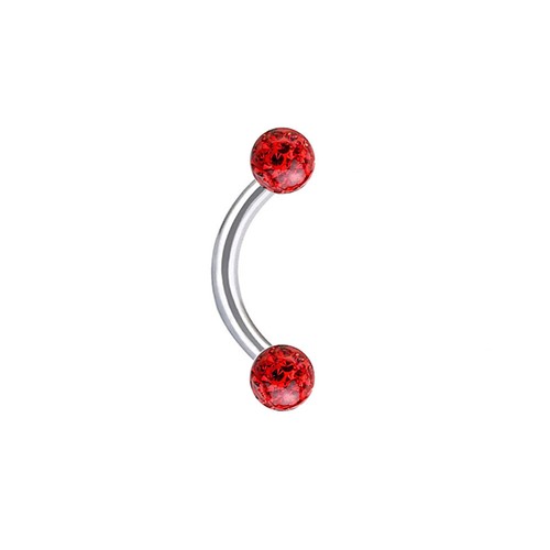 2pc 3-5mm Epoxy Crystal Ball Eyebrow Ring 6-14mm Bar Curved Barbell Ear Piercing - Picture 14 of 15
