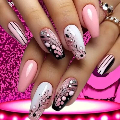 2B4) Fingernägel Kunstnägel Maniküre Glänzend Elegant falsche Nägel Nails Kleber - Bild 1 von 4