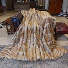 Genuine Real Natural Muskrat Mink Fur Blanket King Size throw 84"x71" Rug -7309