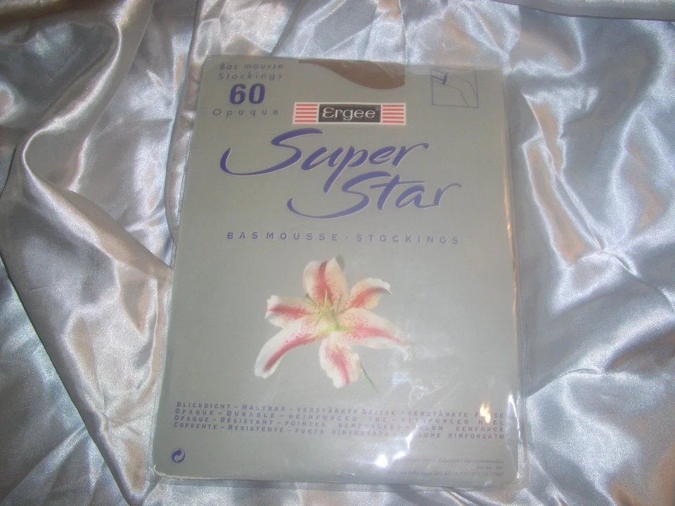 RAR VINTAGE Ergee Superstar 60 DEN blickdichte Straps Strümpfe Gr. 10,5-11 NERZ - Bild 3 von 3