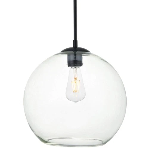Living District Baxter 1-Light Metal Pendant in Black & Clear Finish - Picture 2 of 9