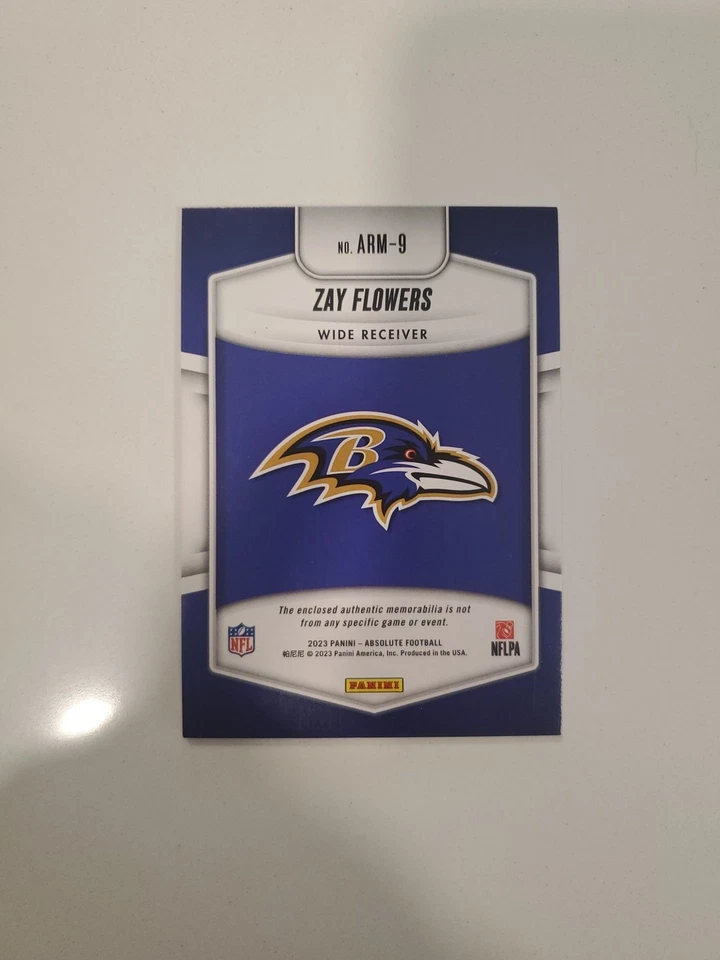 Zay Flowers 2023 Panini Absolute - Jersey Swatch - Image 3 of 4