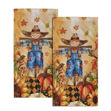Giwawa Fall Scarecrow Hand Towels Set of 2 Autumn Pumpkin Bathroom Towel Seas...